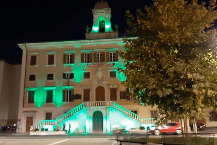 foto del comune illuminato di verde