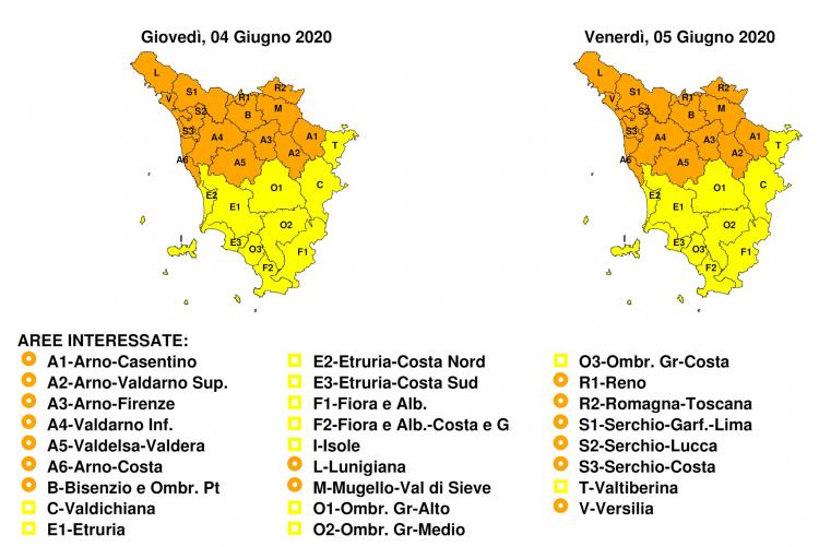 Bollettino allerta arancione del 4 giugno 2020