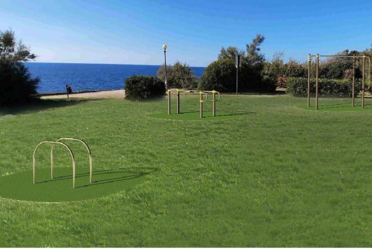 Rendering del progetto di riqualificazione dell'area fitness di Antignano