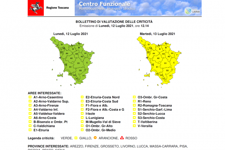 immagine grafica del bollettino meteo