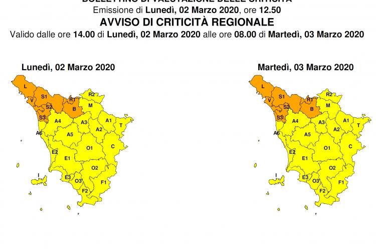 Avviso di criticità del 2 marzo 2020