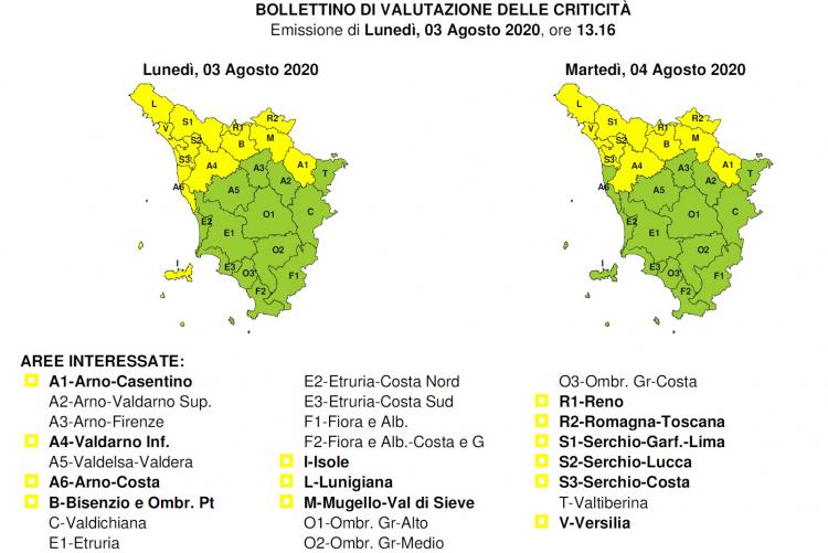 Avviso di criticità del 3 agosto 2020