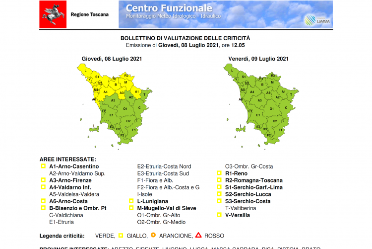 immagine grafica del bollettino meteo 