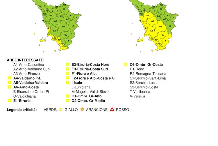 Avviso di criticità codice giallo per martedì 12 novembre 2019