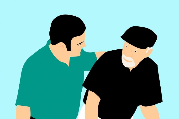 Disegno di assistenza a un anziano - Immagine di mohamed Hassan da Pixabay