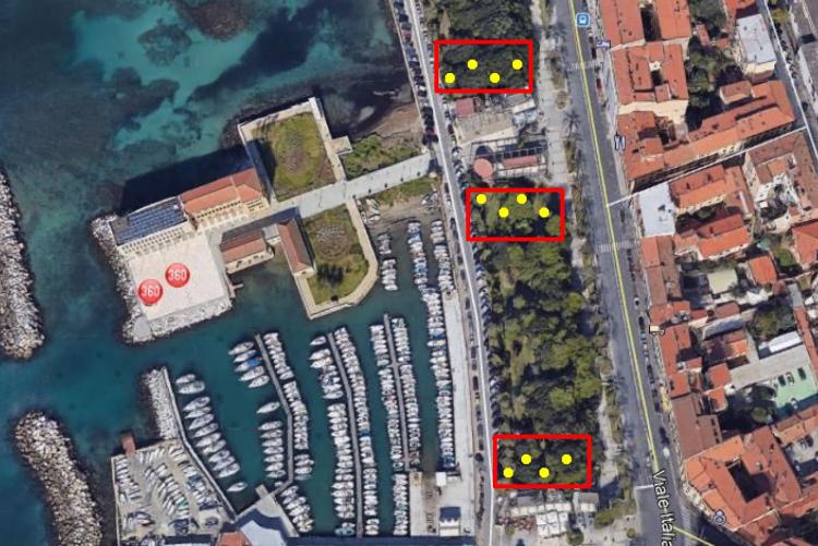 Planimetria dell'intervento di derattizzazione sul viale Italia