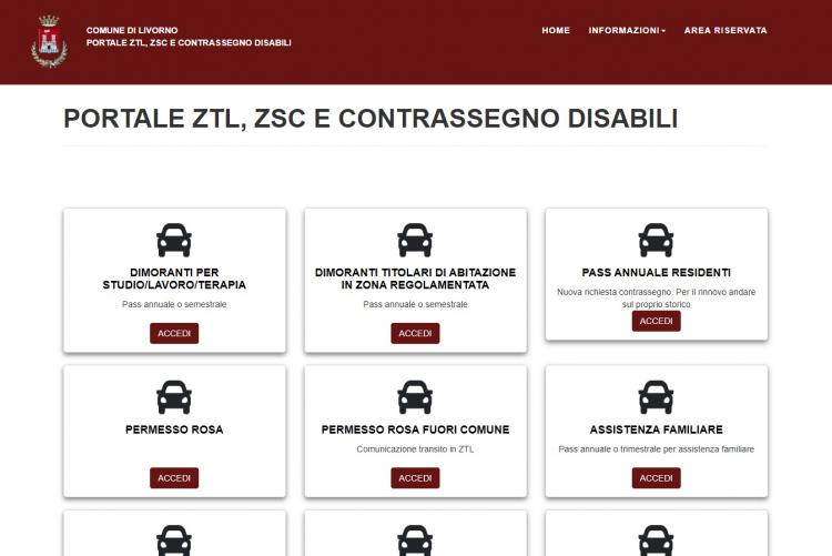 Schermata del nuovo portale contrassegni