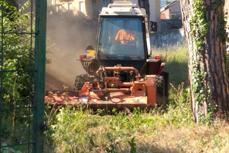 Tagliaerba al lavoro