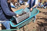 Foto dei bambini che selezionano il compost